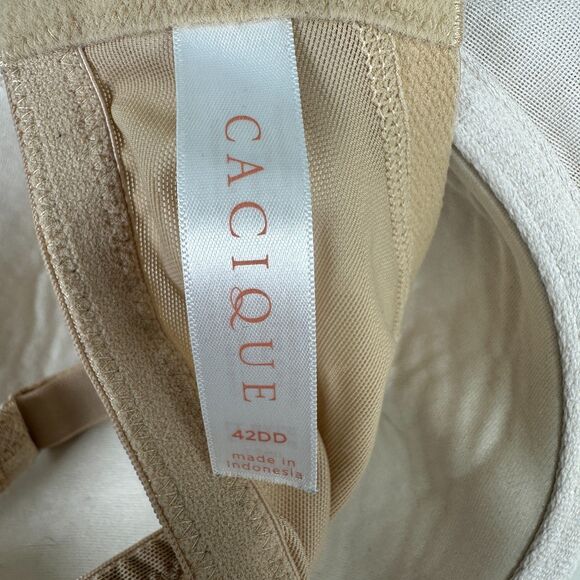 Cacique Lane Bryant Modern Lace Covered Lined Balconette Cream Beige Size 42DD - Picture 2 of 5